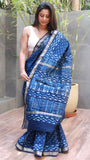 Indigo Heritage: Hand-Selected Blue & Indigo Maheshwari Silk Saree