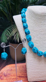 Boho Turquoise Bead Necklace with Matching Earrings - Occean By Soumali