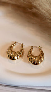 Chunky Gold Ribbed Hoop Earrings - Occean By Soumali