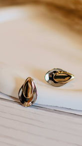 Dual Tone Modern Textured Leaf-Shaped Earrings - Occean By Soumali