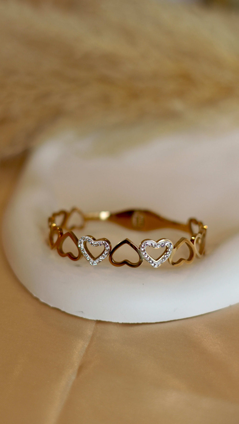 Extremely Beautiful 'Love' Anti-Tarnish Gold-Plated Stone Detailing Bracelet - Occean By Soumali