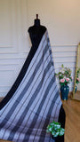 Monochrome Handloom Cotton Saree with Intricate Thread Work