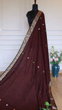 Coffee Brown Baluchari Cotton Saree with Multicolored Geometric Temple Motifs