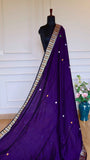 Deep Purple Baluchari Cotton Saree with Traditional Hut Motif Border