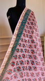 The Avant-Garde Heritage: Bagru Handblock Pink Kota Doria Pure Cotton Saree
