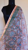 Pastel Pink Handblock Bagru Printed Pure Cotton Kota Doria Saree