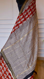 Maheshwari Handblock Printed Silk Saree in Red and Cream