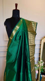 Emerald Green Mangalagiri Semi-Silk Saree with Rich Golden Zari Pallu