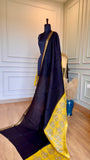 The Midnight Gilded Sun: A Masterpiece of Maheshwari Silk & Heritage Zari - TITAFU