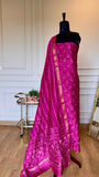 The Magenta Bloom: Hand-Block Batik Maheshwari Silk Suit