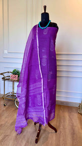 The Royal Amethyst: Hand-Block Kota Doria Cotton Suit