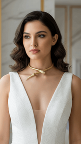 Luxurious Gold Plated Snake Collar Necklace | Elegant Evening Wear | Unique Fashion Choker