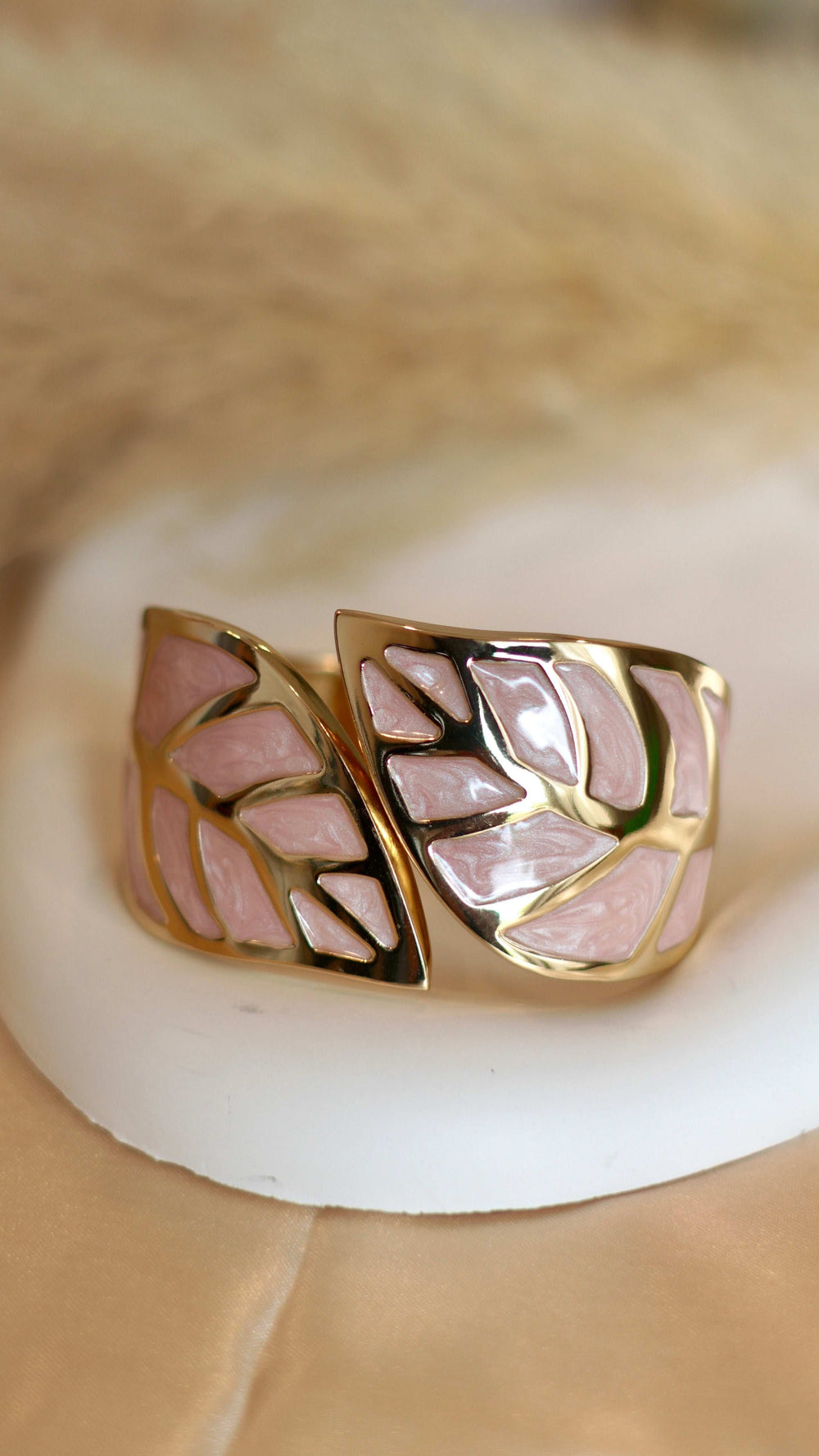 Pink & Golden Leaf Design Bracelet - Party Perfect - Occean By Soumali
