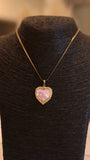Romantic Gold Necklace with Pink Pearl Heart Charm - Occean By Soumali