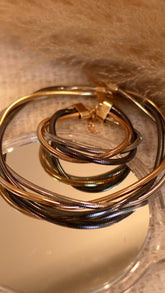 Stylish Gold, Silver & Gunmetal Braided Necklace and Bracelet - Set of 2 - Occean By Soumali