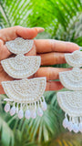 The Layered White Handmade Earrings - Elegant & Minimalist - Occean By Soumali
