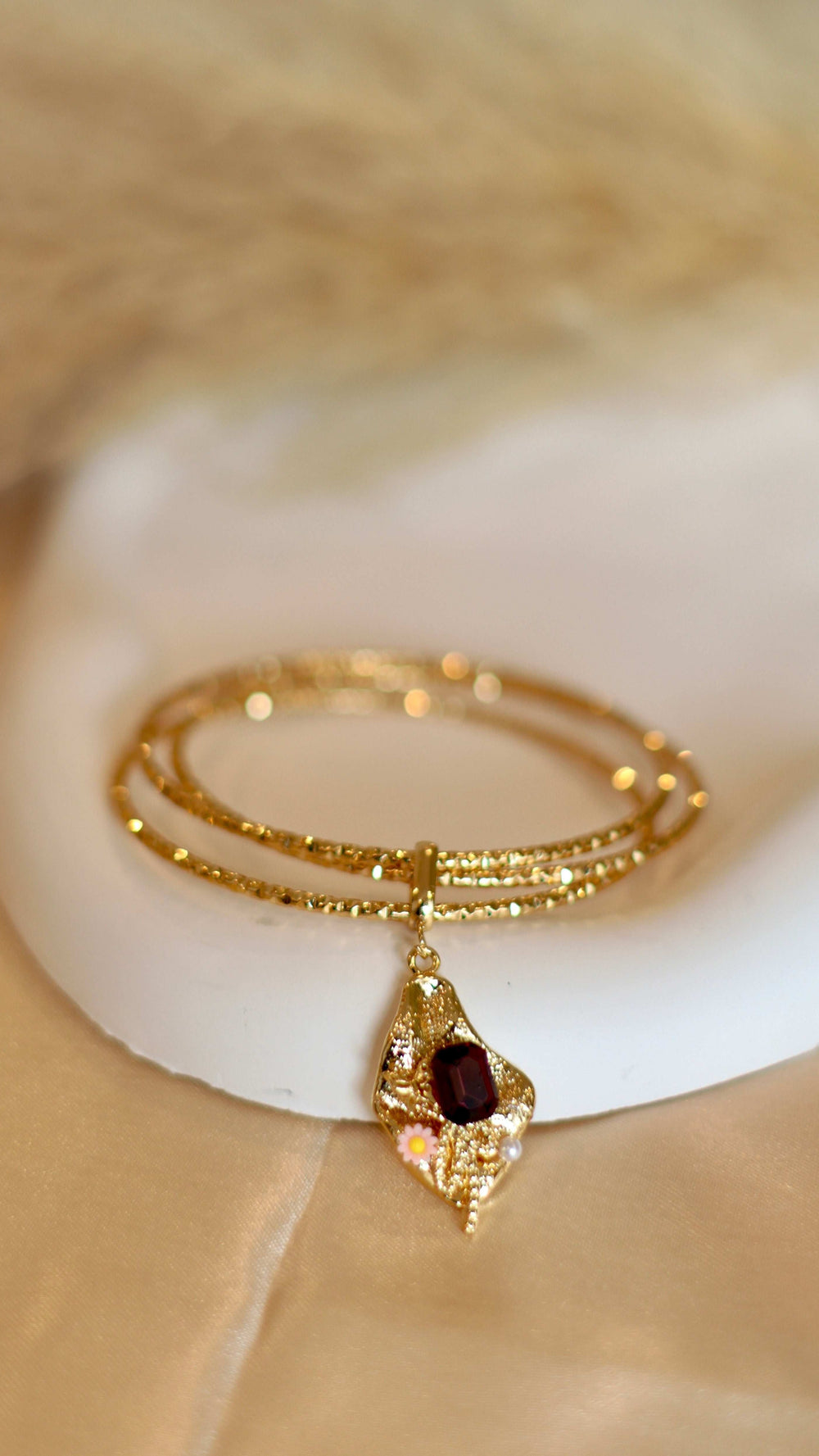 18K Gold Plated Bangles with Stone Detailing - Occean By Soumali