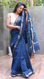 Indigo Heritage: Hand-Selected Blue & Indigo Maheshwari Silk Saree