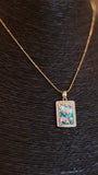 Artisan Pearl & Rhinestone Necklace with Painted Pendant - Occean By Soumali