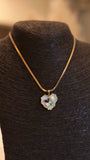 Blue Chic Gold Chain Necklace with Pearl & Floral Heart Pendant - Occean By Soumali