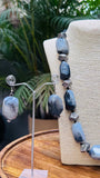 Chunky Gray Agate Bead Necklace with Matching Earrings - Occean By Soumali