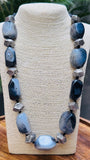 Chunky Gray Agate Bead Necklace with Matching Earrings - Occean By Soumali