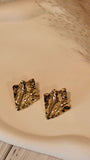 Crumpled Gold-Plated Leaf Stud Earrings - Occean By Soumali