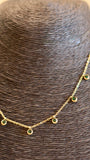 Dainty Gold Chain Necklace with Green Gemstone Accents - Occean By Soumali