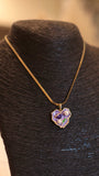 Dainty Gold Necklace with Purple Heart, Pearl & Green Accent - Occean By Soumali