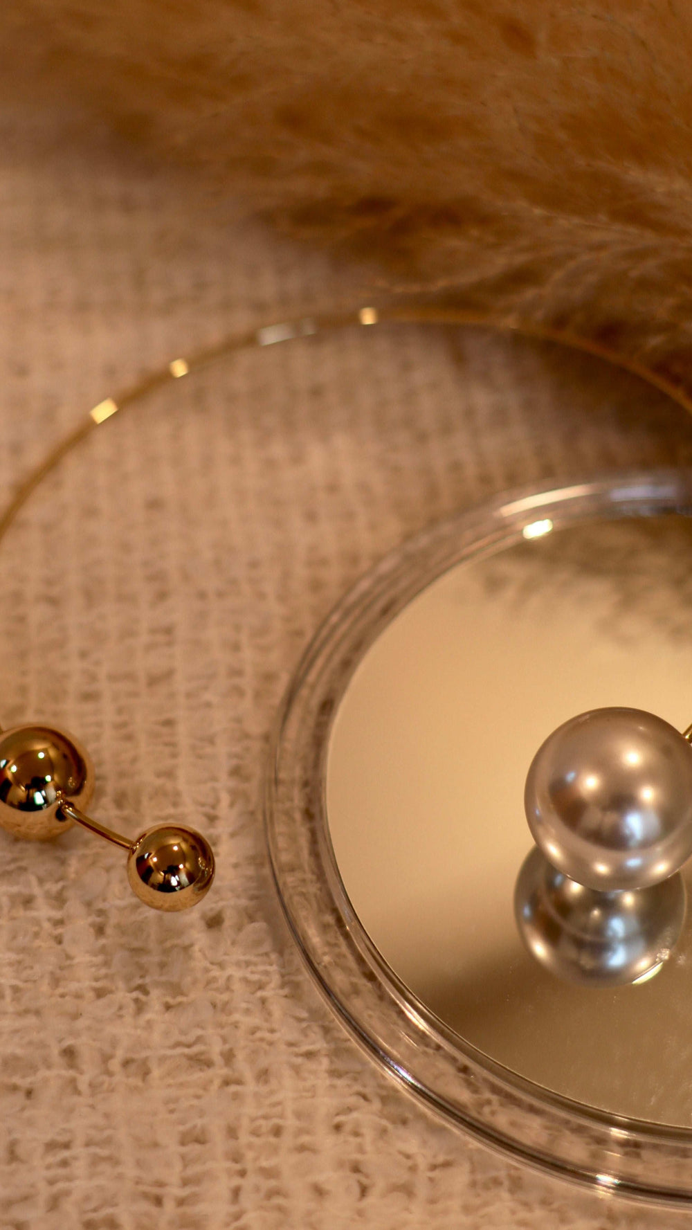 Dainty Gold Open-Cuff Necklace with Pearl - Occean By Soumali