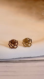 Elegant Gold Floral Studs with Clear Gemstone - Set of 3 - Occean By Soumali