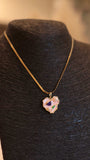 Elegant Gold Herringbone Necklace with Hand-Painted Pink Heart Pendant - Occean By Soumali