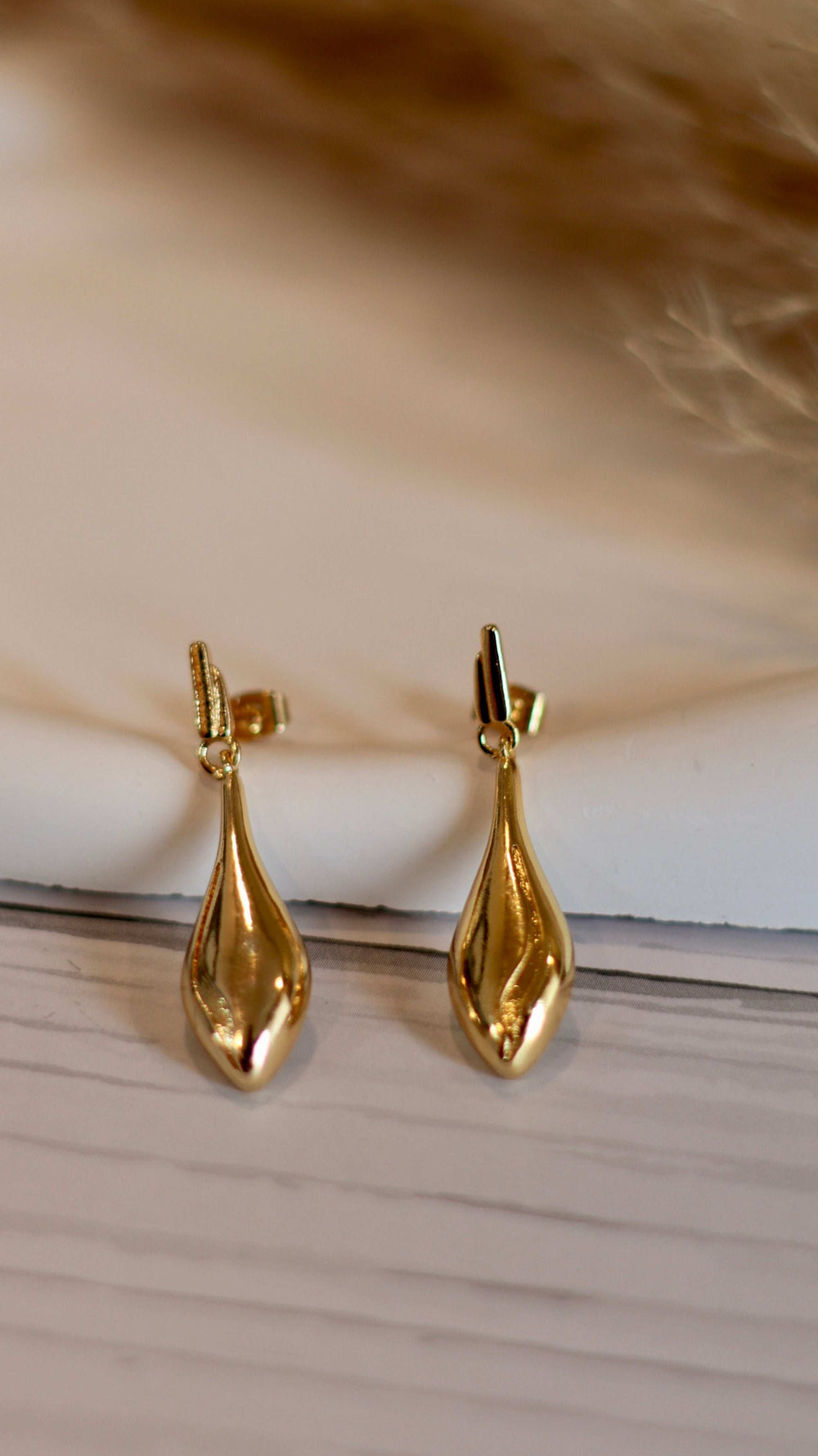 Elegant Gold-Plated Teardrop Dangle Earrings - Occean By Soumali