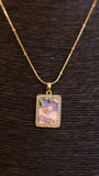 Elegant Hand-Painted Floral Pendant Necklace with Pearls & Rhinestones - Occean By Soumali