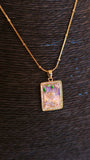 Elegant Hand-Painted Floral Pendant Necklace with Pearls & Rhinestones - Occean By Soumali