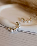 Elegant Pearl & Bead Half-Hoop Earrings - Occean By Soumali