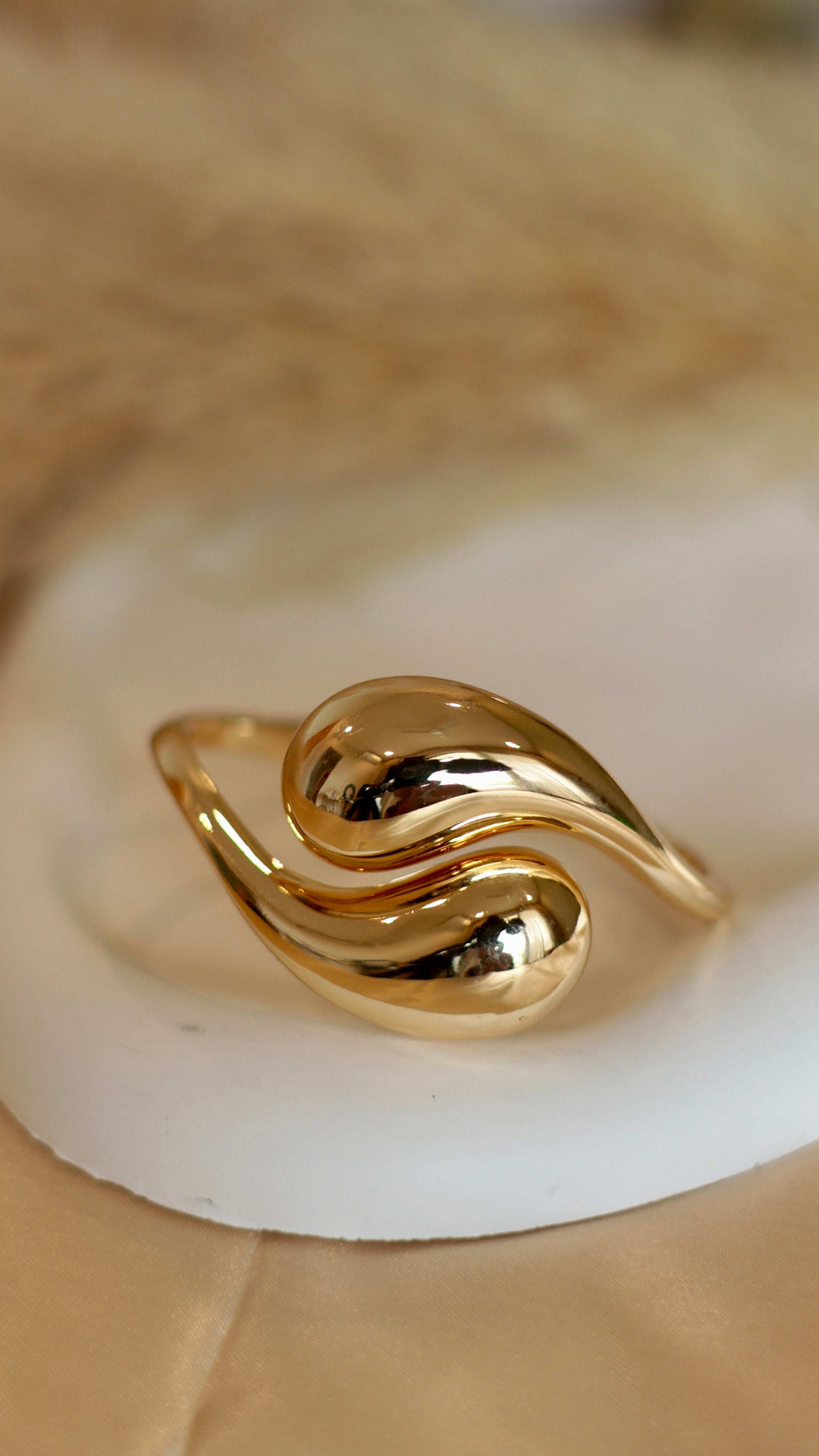 Golden Elegant Open Petal Kada Bracelet - Anti-Tarnish - Occean By Soumali