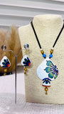 Hand-Painted Terracotta Floral Necklace & Earrings Set - Occean By Soumali