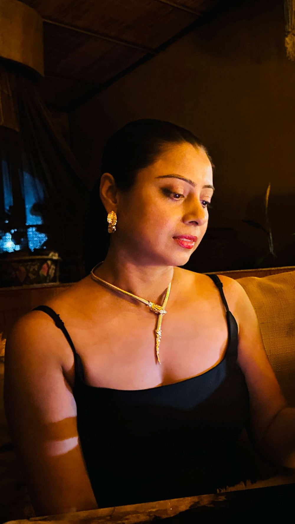 Luxurious Gold Plated Snake Collar Necklace | Elegant Evening Wear | Unique Fashion Choker