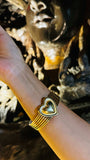 Gold Heart Cuff Bracelet | Stacked Bracelet Design | Romantic Gift for Her