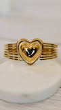 Gold Heart Cuff Bracelet | Stacked Bracelet Design | Romantic Gift for Her