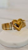 Gold Heart Cuff Bracelet | Stacked Bracelet Design | Romantic Gift for Her