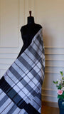 Monochrome Handloom Cotton Saree with Intricate Thread Work