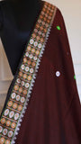 Coffee Brown Baluchari Cotton Saree with Multicolored Geometric Temple Motifs
