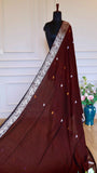 Coffee Maroon Baluchari Cotton Saree with Traditional Mythological Pallu Motifs
