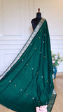 Deep Emerald Green Baluchari Cotton Saree with Traditional Silver and Gold Meenakari Motifs