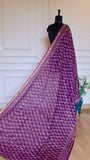 Jamuni Purple Handblock Bagru Printed Kota Doria Cotton Saree with Sleek Zari Border