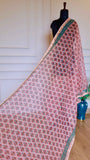 The Avant-Garde Heritage: Bagru Handblock Pink Kota Doria Pure Cotton Saree