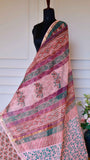 The Avant-Garde Heritage: Bagru Handblock Pink Kota Doria Pure Cotton Saree