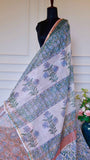 Pastel Pink Handblock Bagru Printed Pure Cotton Kota Doria Saree